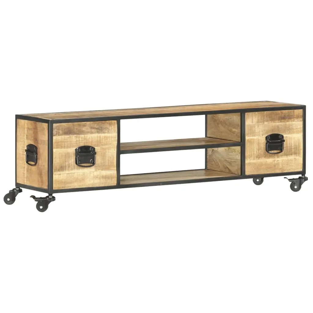 vidaXL TV Stand 51.2x11.8x15.4 Inches Solid Wood Mango