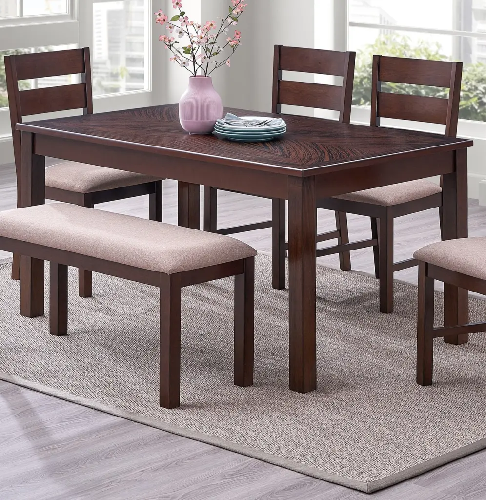 Contemporary Antique Cherry 1Pc Dining Table Solid Wood Rectangle kanepe