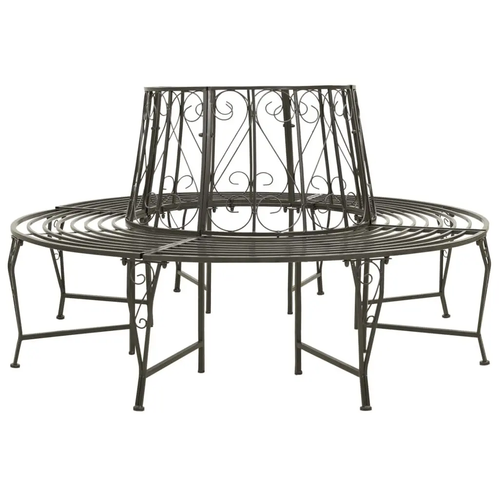 63 Inch Steel Patio Tree Bench Outdoor Garden Circular Seating