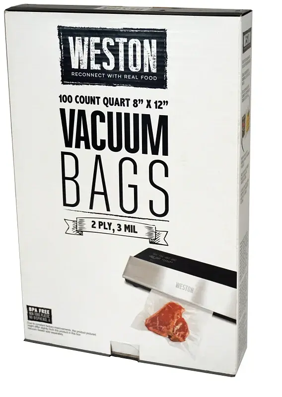 Weston 30-0101-W Series Vacuum Seal Bag, 12 L, 8 W, Polymer, Clear