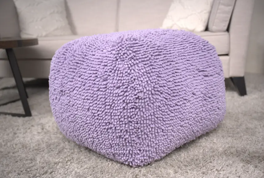 Spongy Microfiber Square Pouf Lavender Microfiber Footrest Ottoman bazar