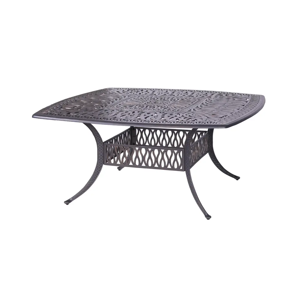 Square Dining Table, Desert Night Gunmetal Aluminum gathercraft