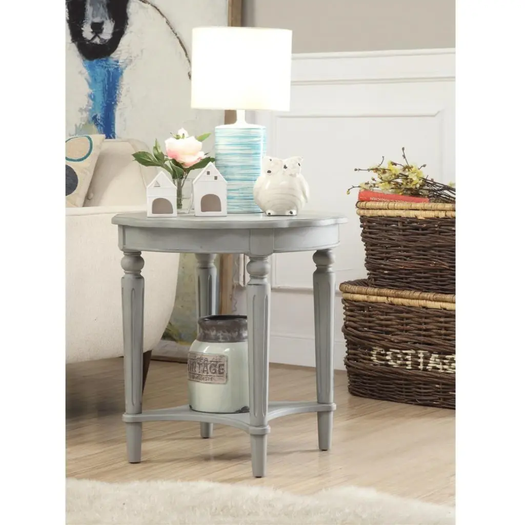 HomeRoots Furniture 24x24x24 Inch MDF End Table Solid Wood Legs Antique Slate