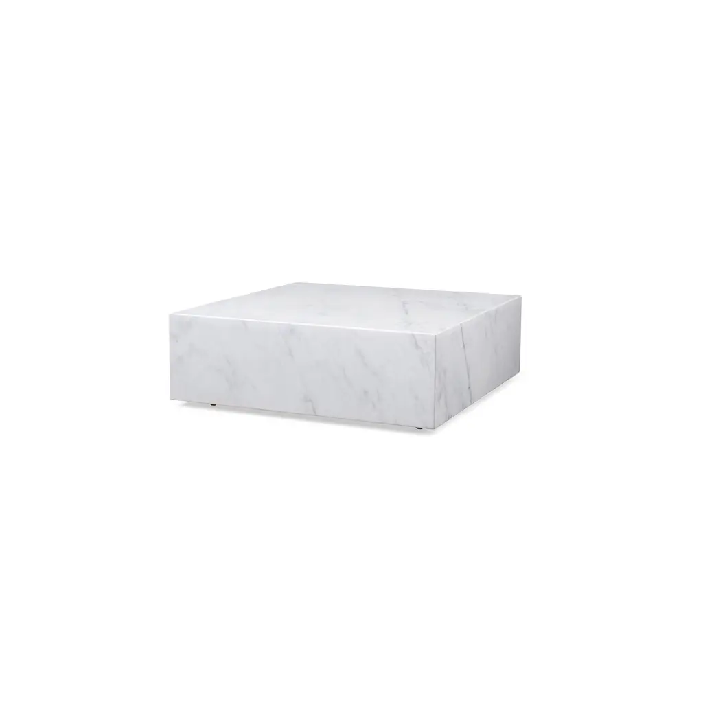 Maykoosh Rococo Romance Cube Square White Marble Coffee Table Casters - Elegant & Mobile