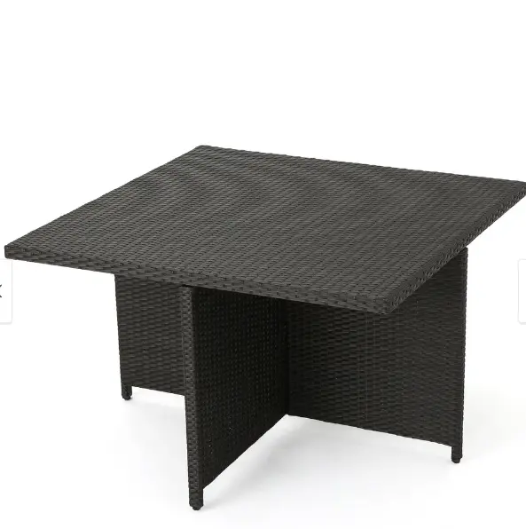 Puerta 48In Square Dining Table Black Rattan Modern Kitchen Table nh-ihave