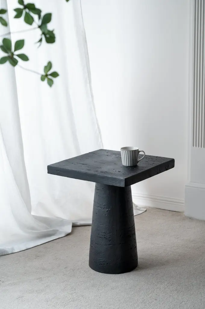 20x20x24 Inch Black Square Side Table Pedestal Base Living Room w2078