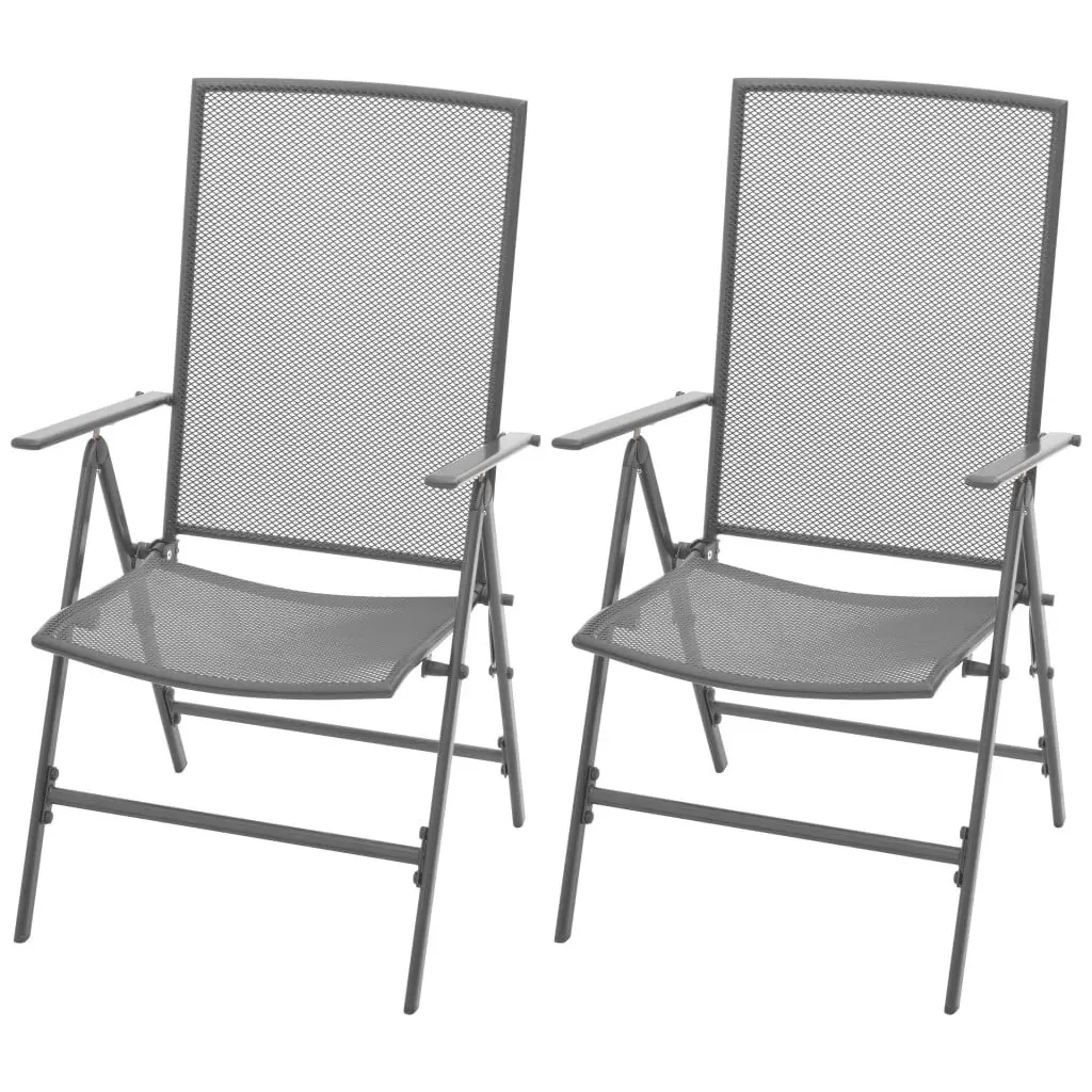 Stackable Patio Chairs 2 Pack Steel Gray Durable Outdoor Dining Chairs