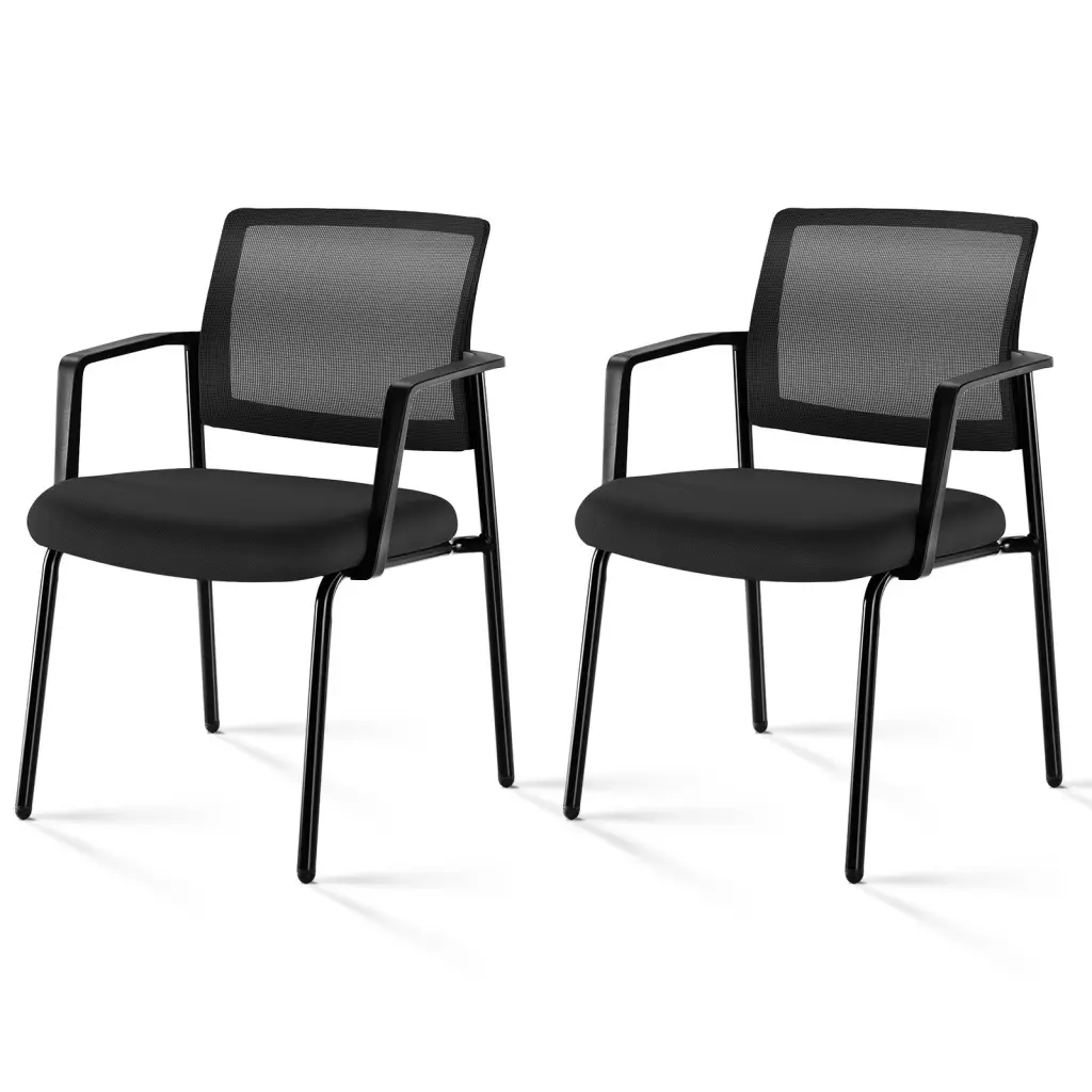 Mesh Back Stacking Arm Chair Sturdy Frame and Upholstered Seat w2201