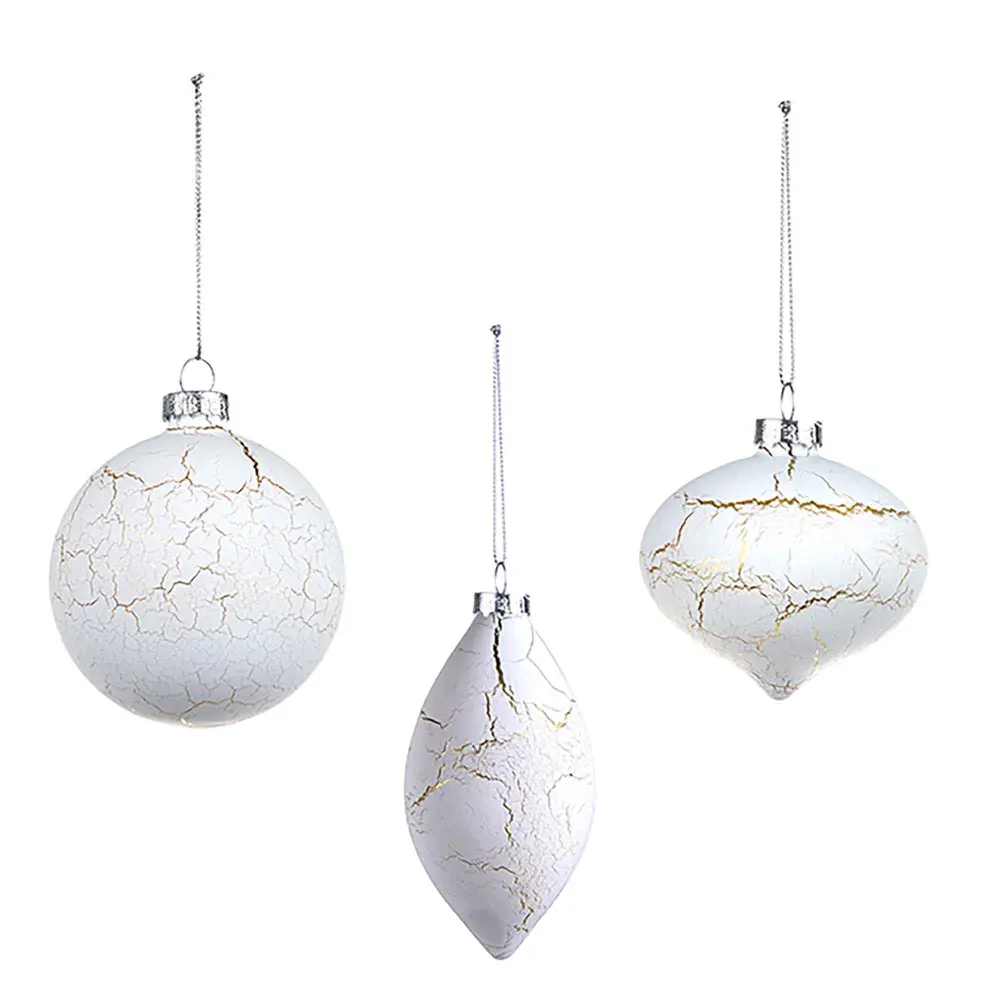 Ivory Glass Ornament Golden Line Marble Pattern, Choice Between 3 Models