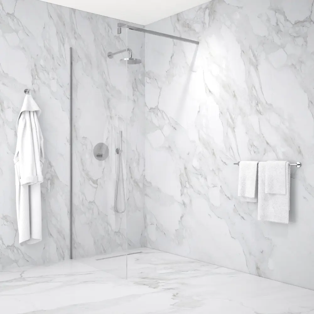 Wet Room Left Or Right Handed Glass Panel 1.2m Stabilising Bar - Shiny metal 900mm