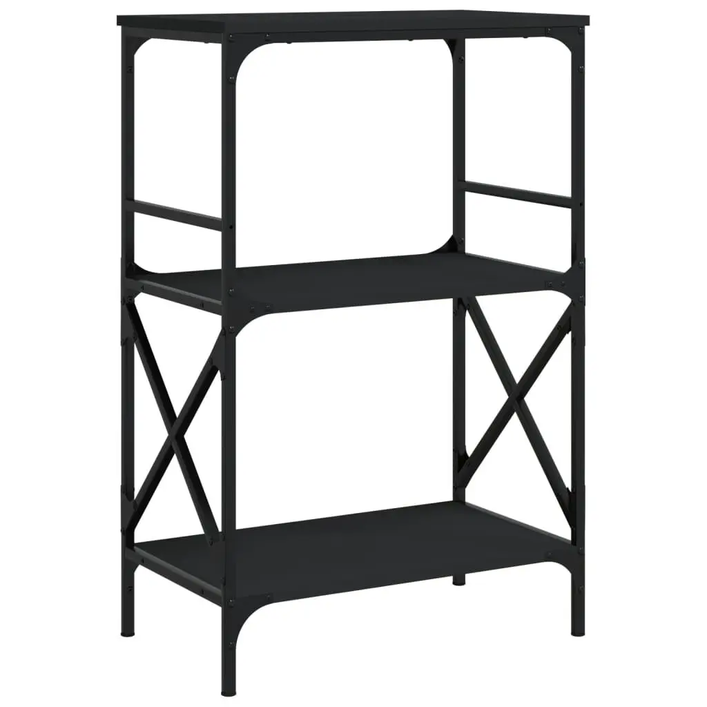 Bookcase 3-Tier Black 23.2x13.8x35.6" Engineered Wood Storage Shelf