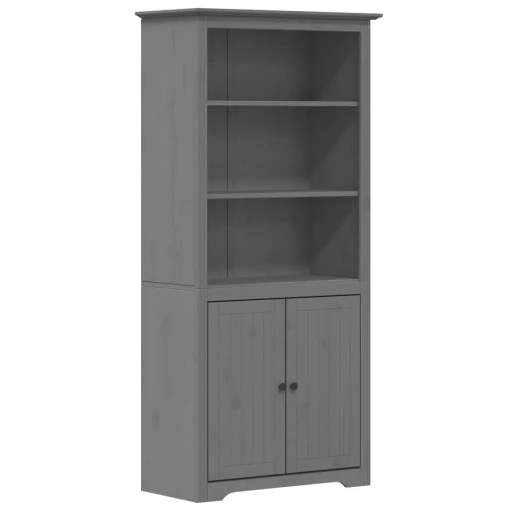Bookcase BODO Gray 32.3x15.7x68.1 Inches Solid Wood Pine