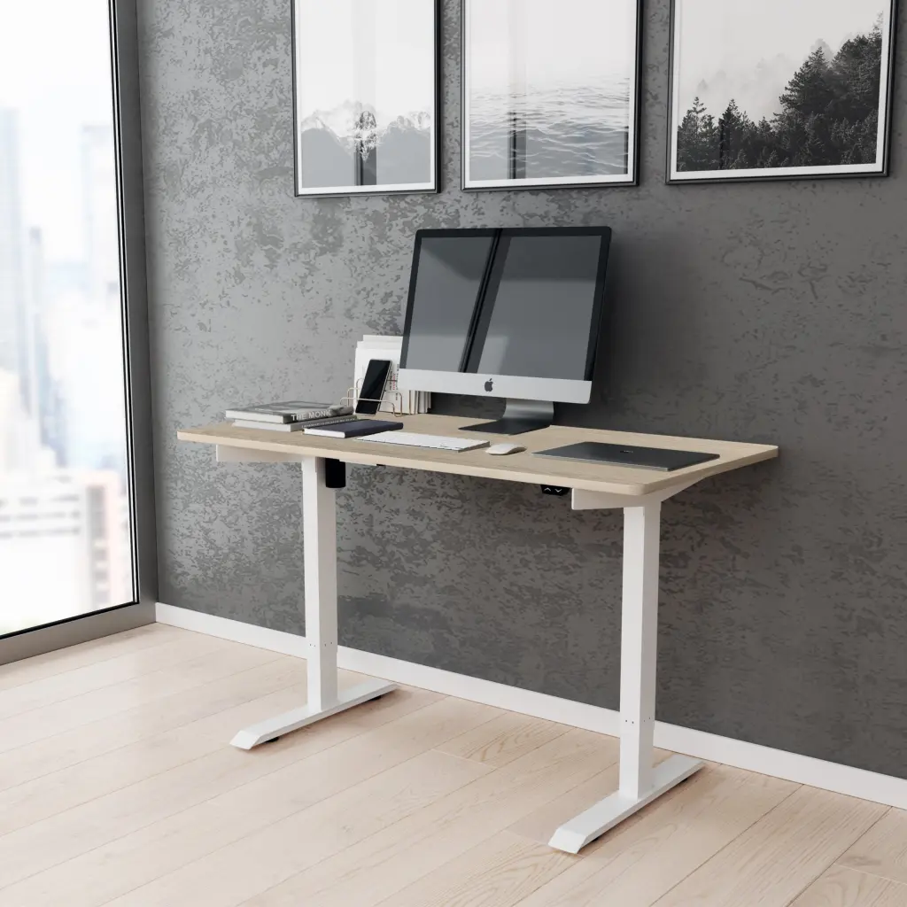 Techni Mobili Customizable Sit To Stand Desk Oak Computer Desk Office technimobili