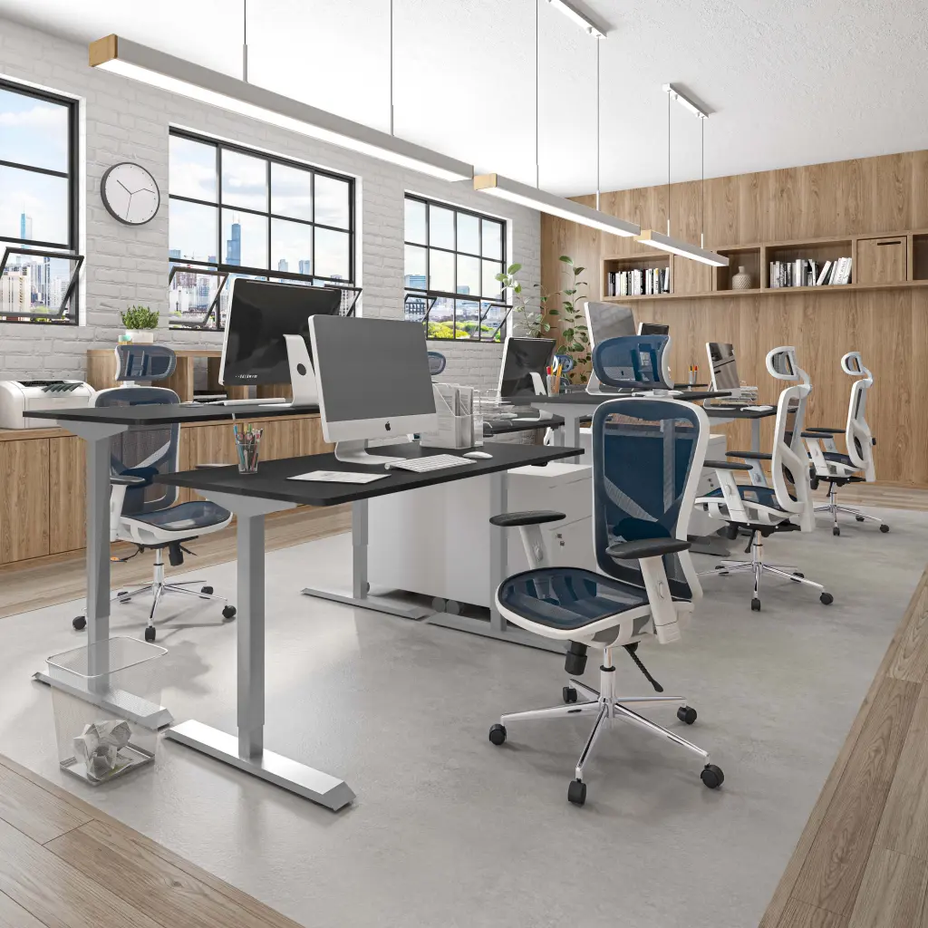 Techni Mobili Customizable Sit To Stand Desk Black Height Adjustable Workstation technimobili