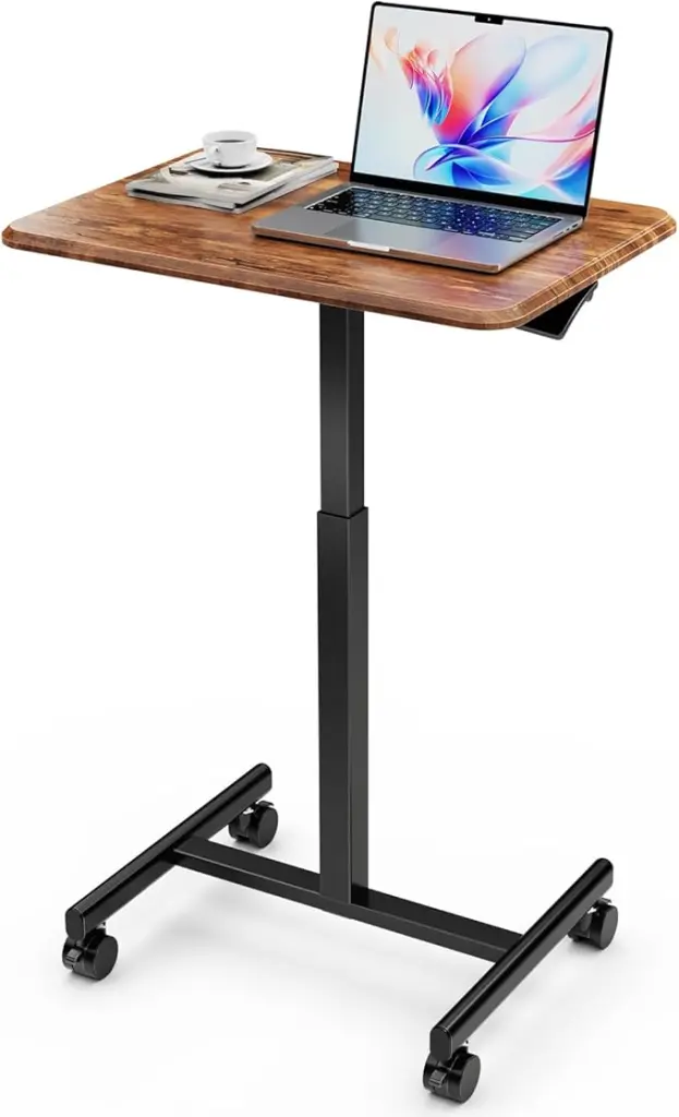 Standing Desk Small Rolling Desk Lockable Wheels Mobile Stand Up Desk Office w1134dhs