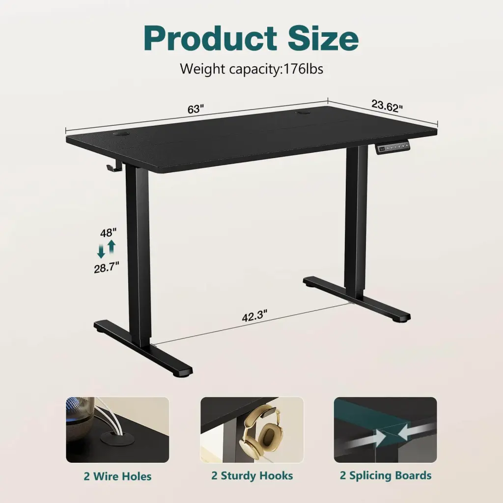 Electric Height Adjustable Standing Desk Sit to Stand Comfort w2201