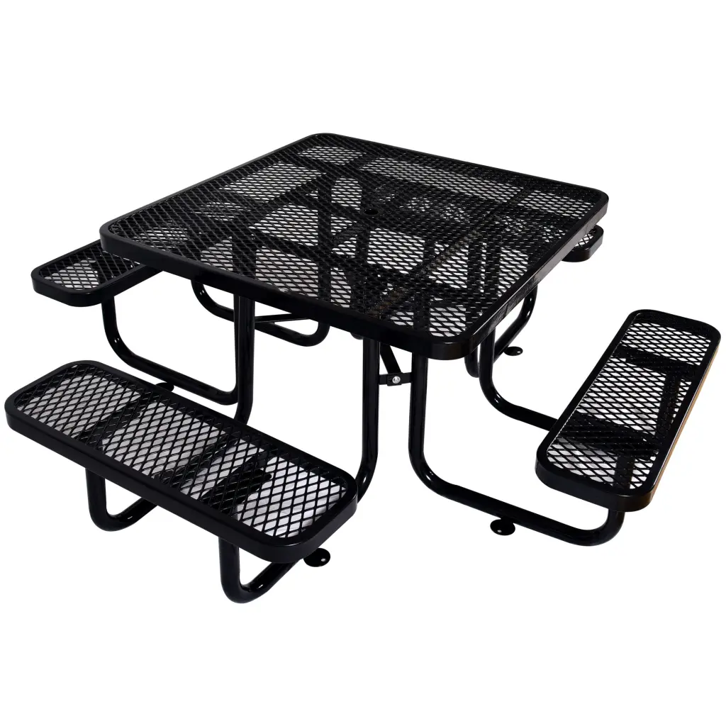 46 Inch Square Outdoor Steel Picnic Table Umbrella Pole Black g-h