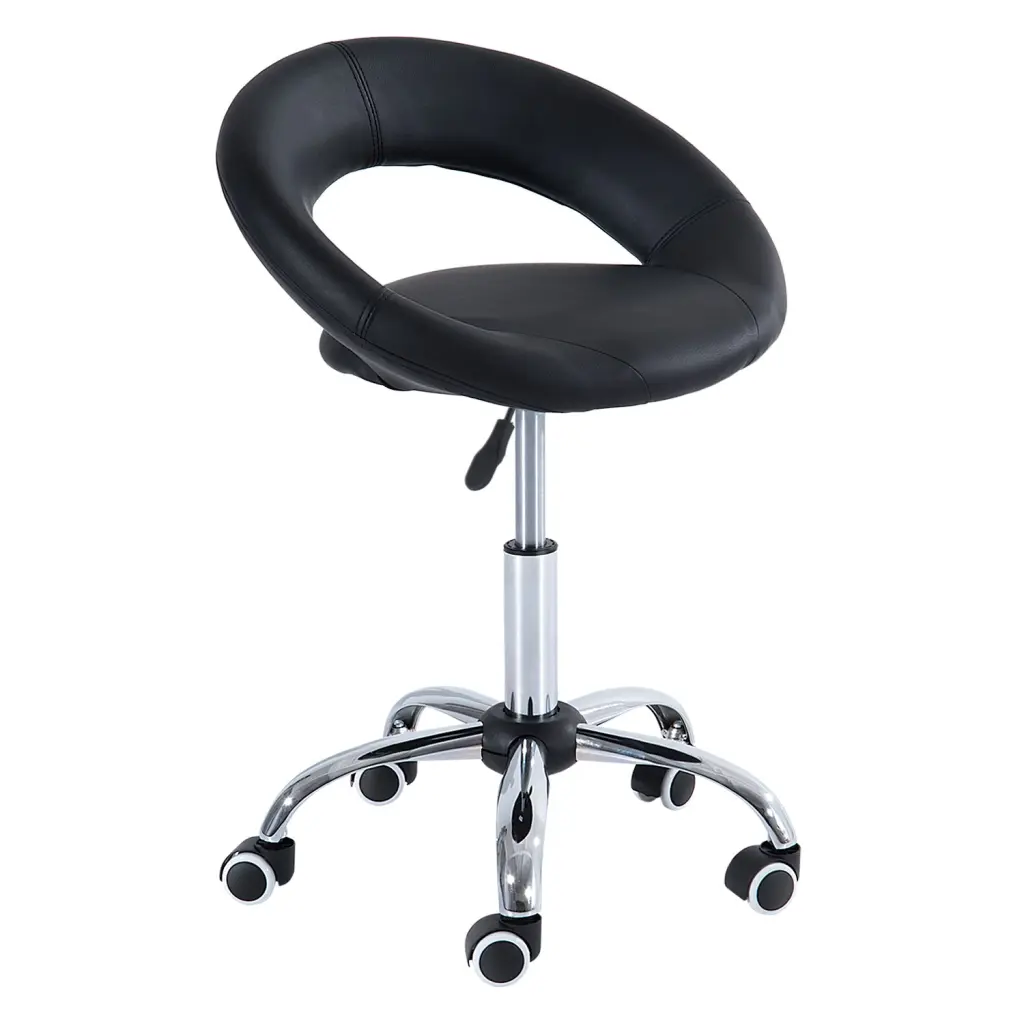 Crescent Rolling Salon Stool Customizable Height Foam Cushion aosom business