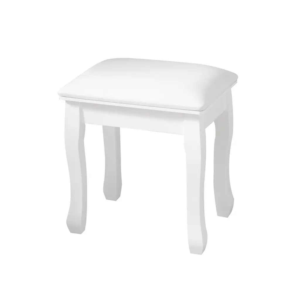 Solid Wood Square Stool White Finish w2181