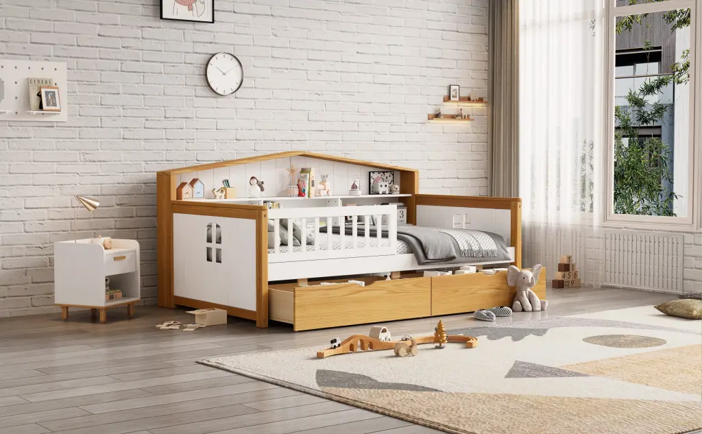 Twin Size Houtilize Influence Bed Drawers and Bookcase Headboard bed best
