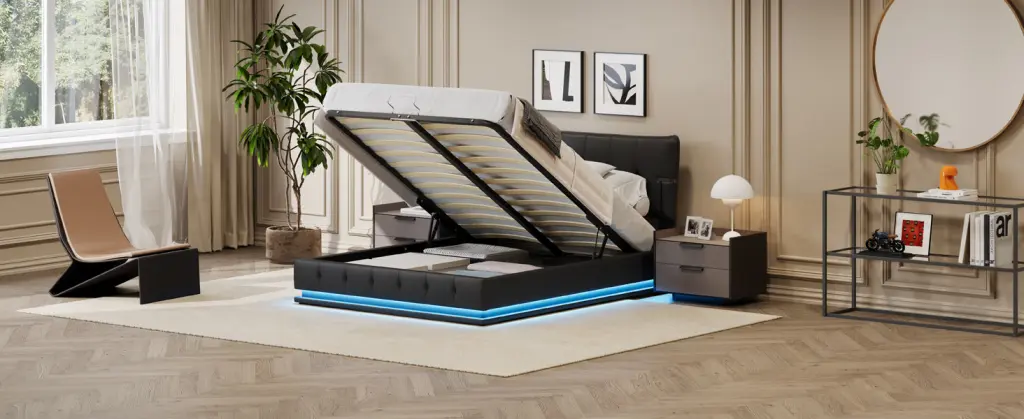 Upholstered Platform Queen Dimensions Hydraulic Storage Bed Lift Up Storage bed best