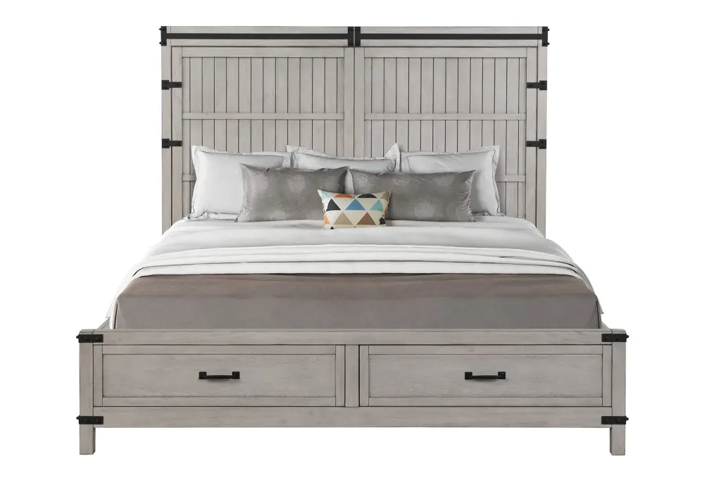 Alexandria King Storage Bed Mountain Mist Finish Beige Timber bridgevine home