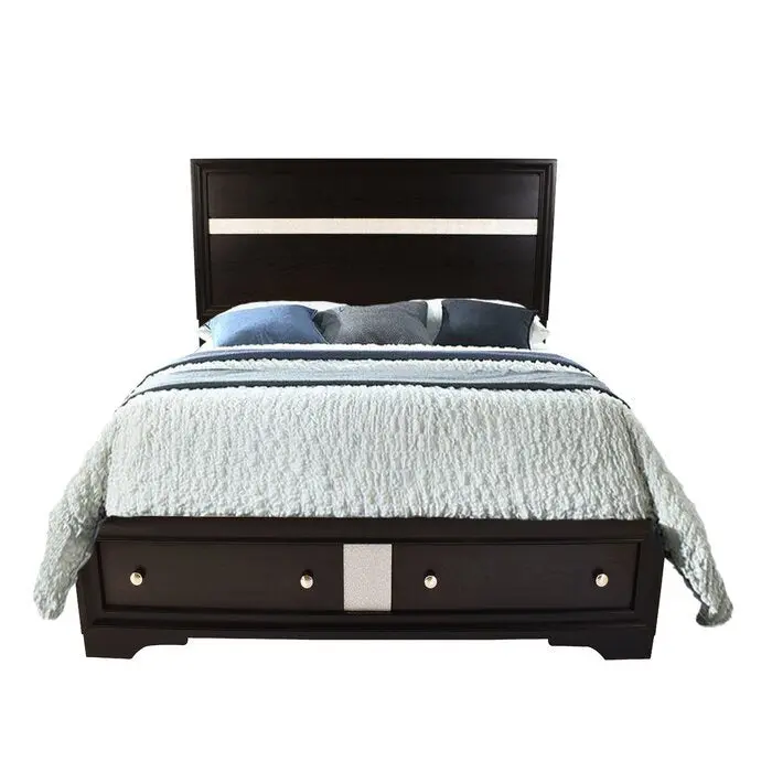 Matrix Traditional Style Full Size Storage Bed Black Wood Finish galaxy home furnishings