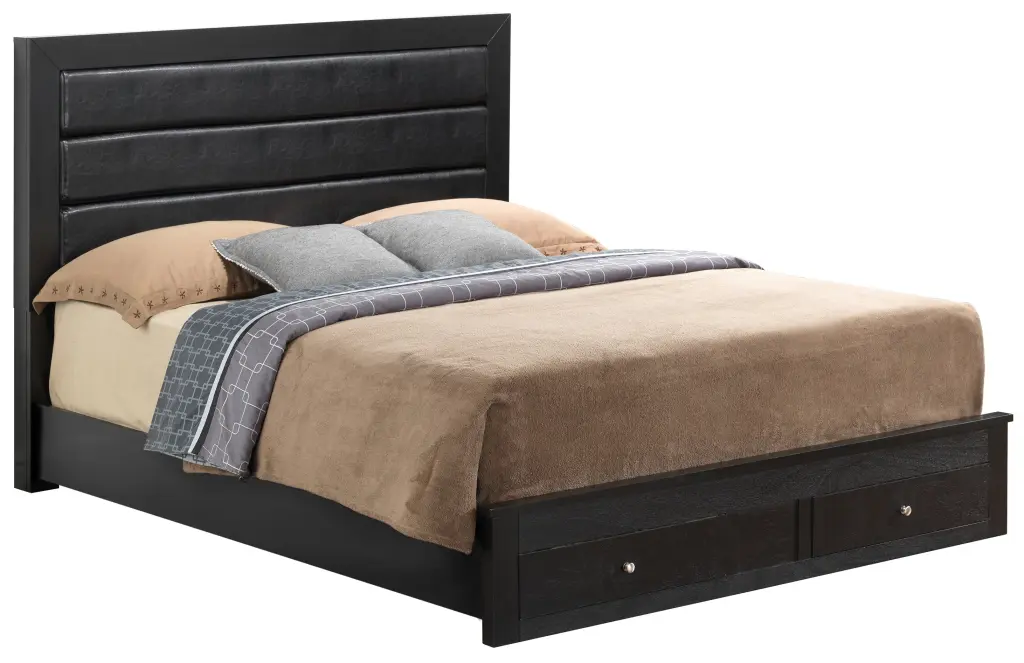 Burlington G2450C QSB Queen Storage Bed Black No Box Spring Required glory furniture