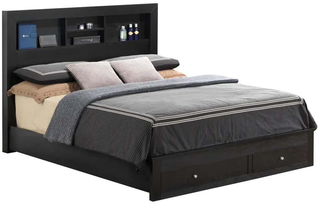 Burlington G2450D Fsb2 Full Storage Bed Black No Box Spring Required glory furniture