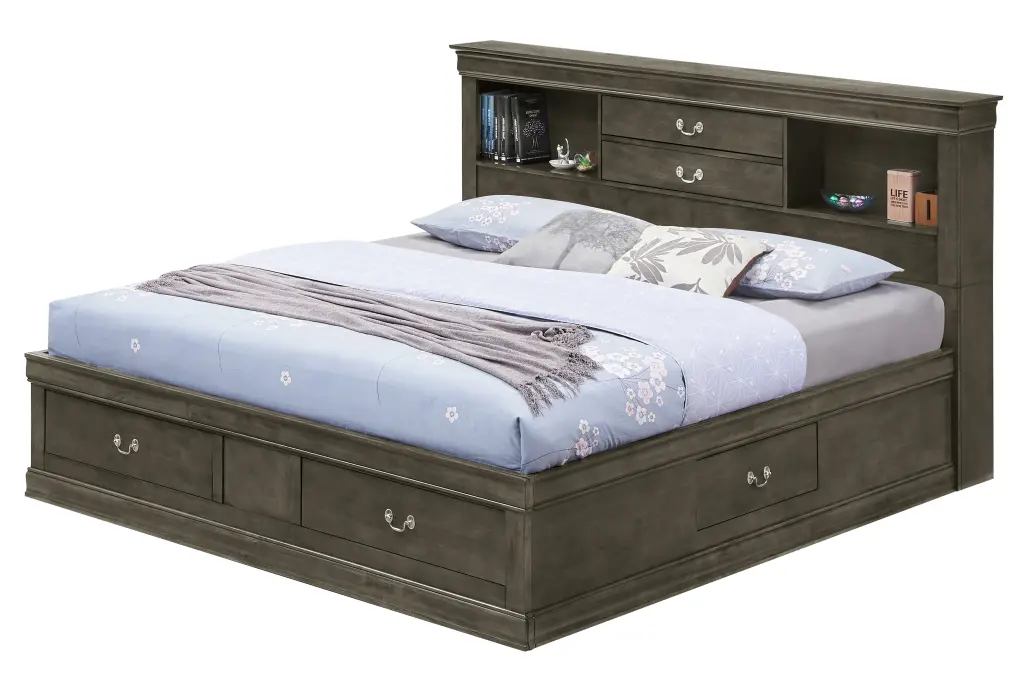 Louis Phillipe G3105B Full Storage Bed Gray Particle Board glory furniture