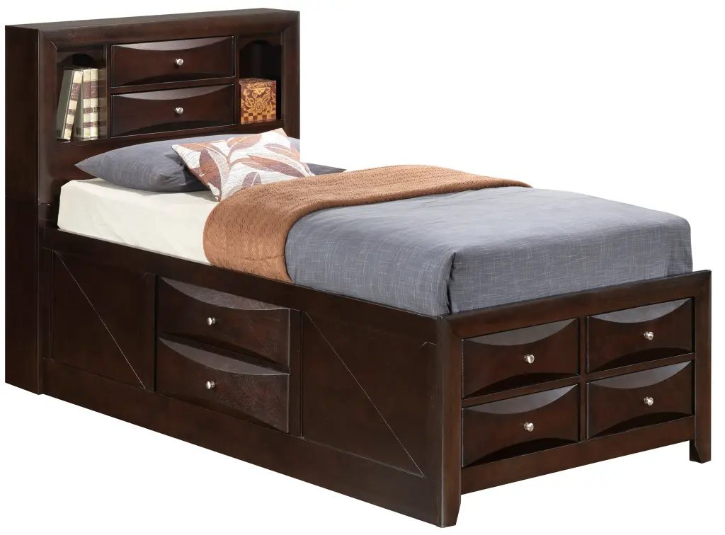 Marilla Twin Storage Bed Cappuccino Beige Particle Board Frame glory furniture