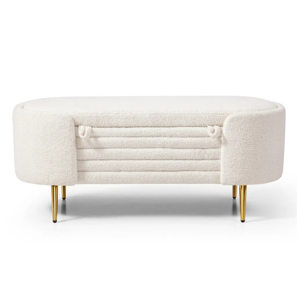Modern End Bed Bench Storage Upholstered Sherpa Material Large Size aijiafurniture
