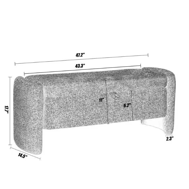 Oval Storage Bench Large Storage Space Chenille Material angela