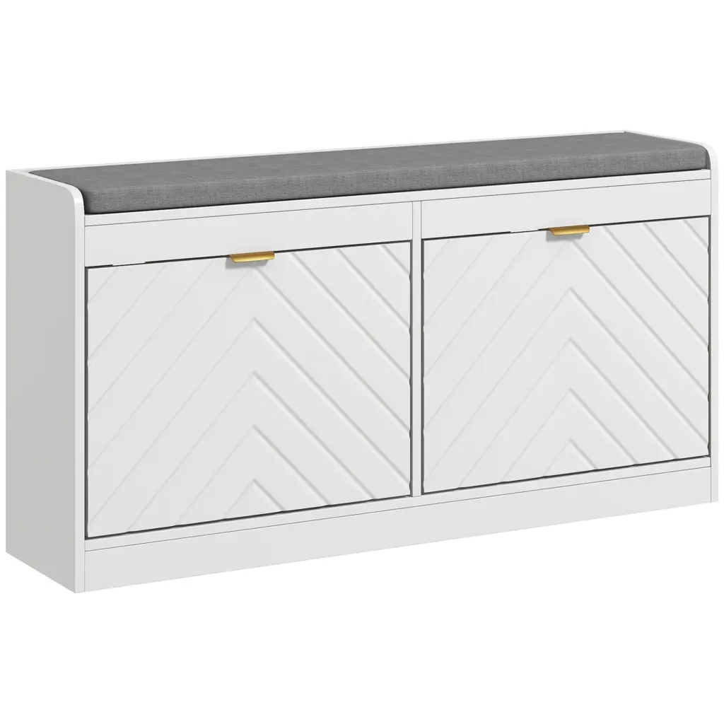Homcom Shoe Bench Entryway Bench 2 Flip Drawers Seating Cushion aosom business