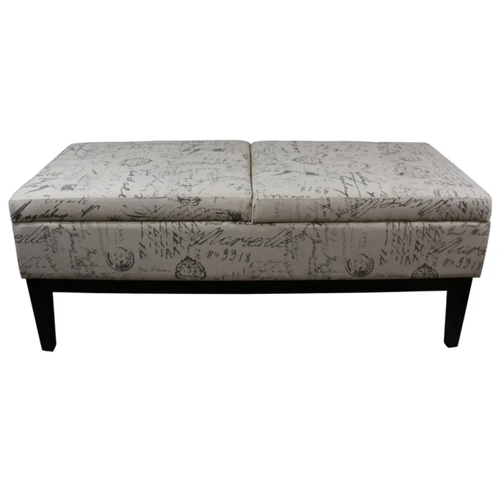 19.5" Tall Storage Bench, Dual Lift, Old World Print Multicolor Wood california home