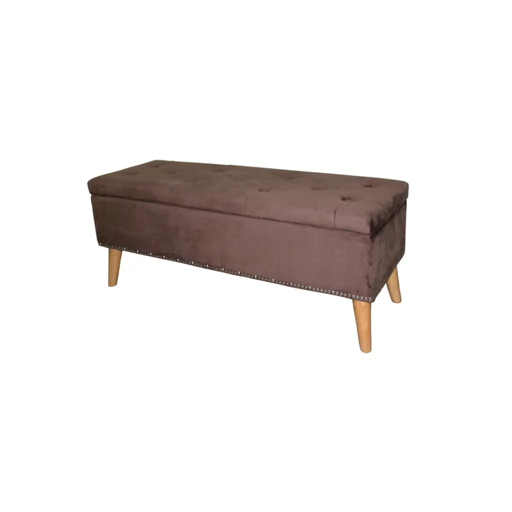 17 Inch Tall Brown Suede Storage Bench Timber Frame california home