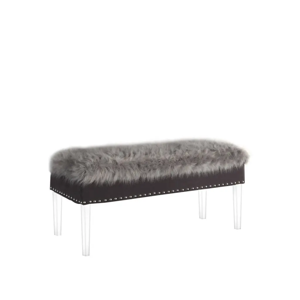 20 Inch Tall Horice Mid Century Modern Tufted Storage Bench Gray california home