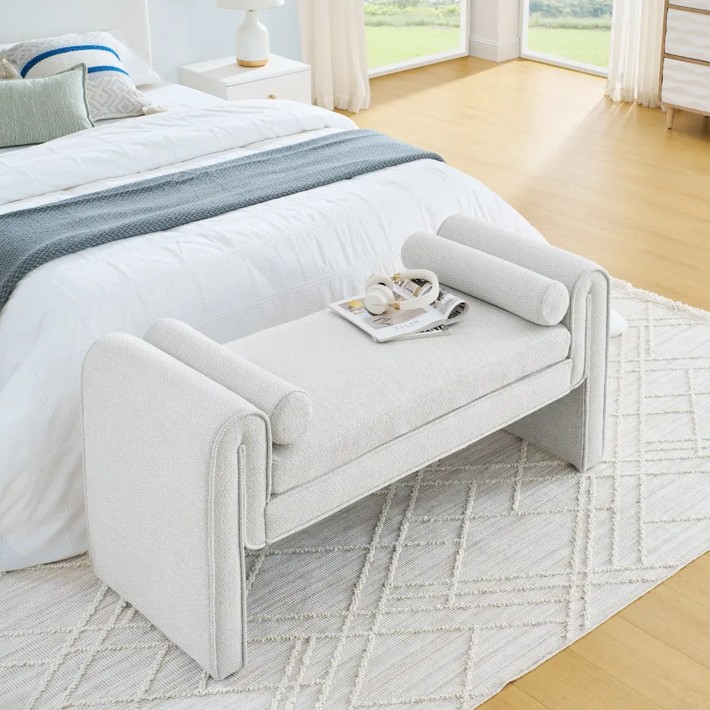 Bedroom Storage Stool Linen Fabric Large Storage Space chuangyuan smart home