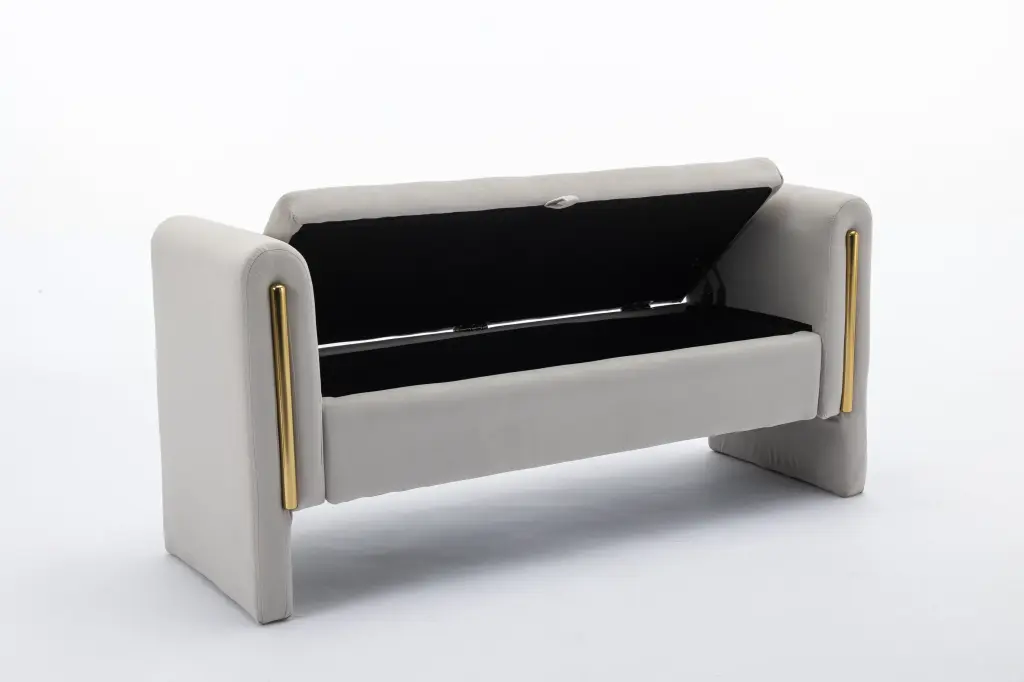 Velvet Storage Bench Gold Metal Trim Bedroom dg collection