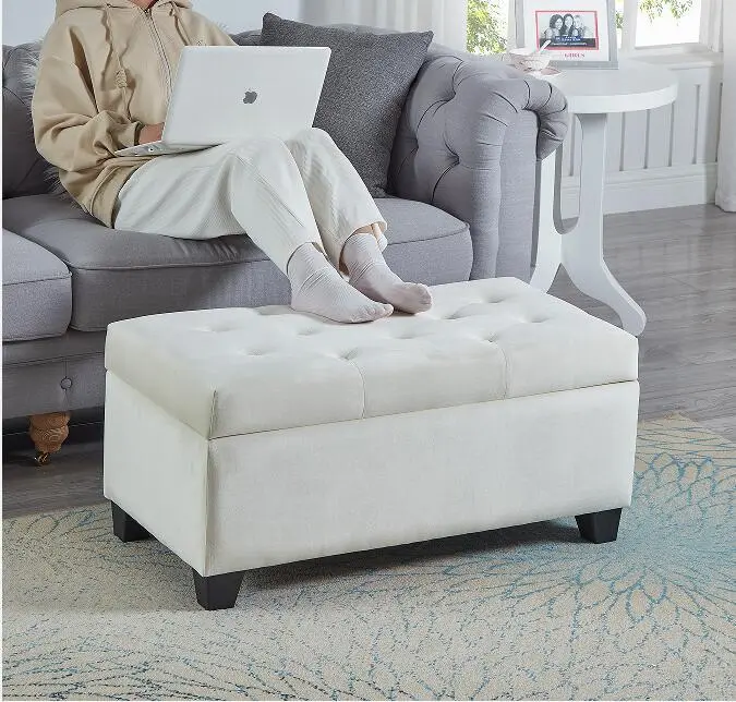 Upholstered Storage Rectangular Bench Entryway Bedroom End modernben furniture