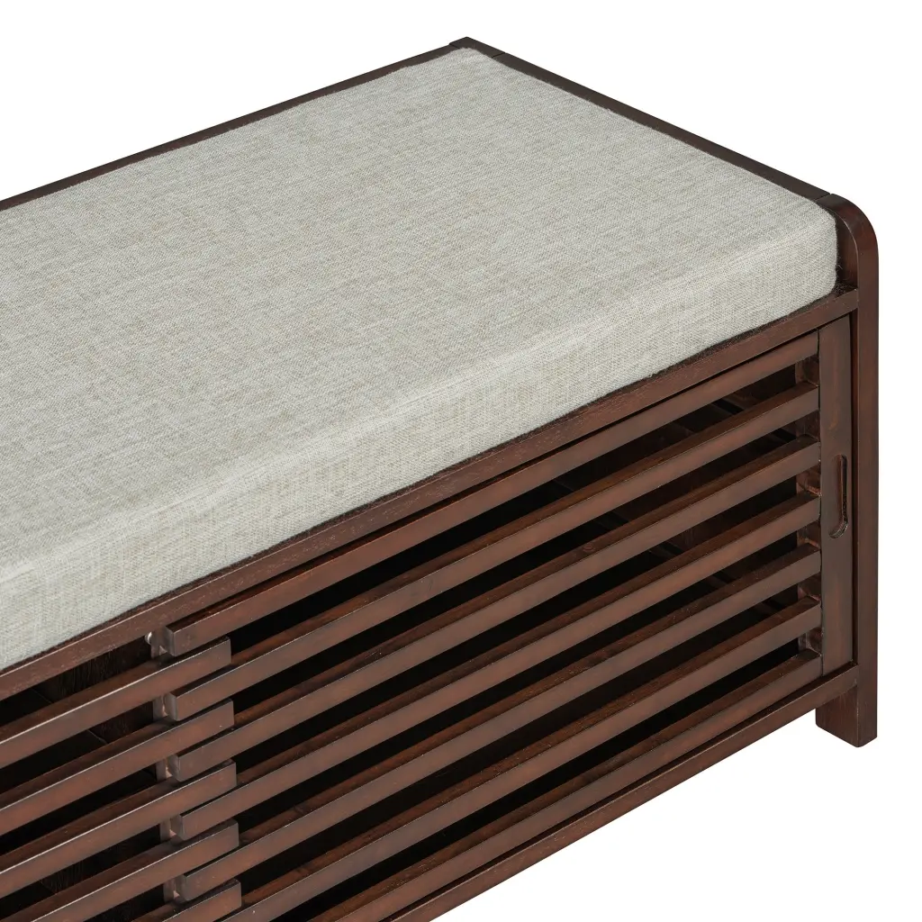Distressed Shutter Storage Bench Acacia Veneer Retro Charm trexm