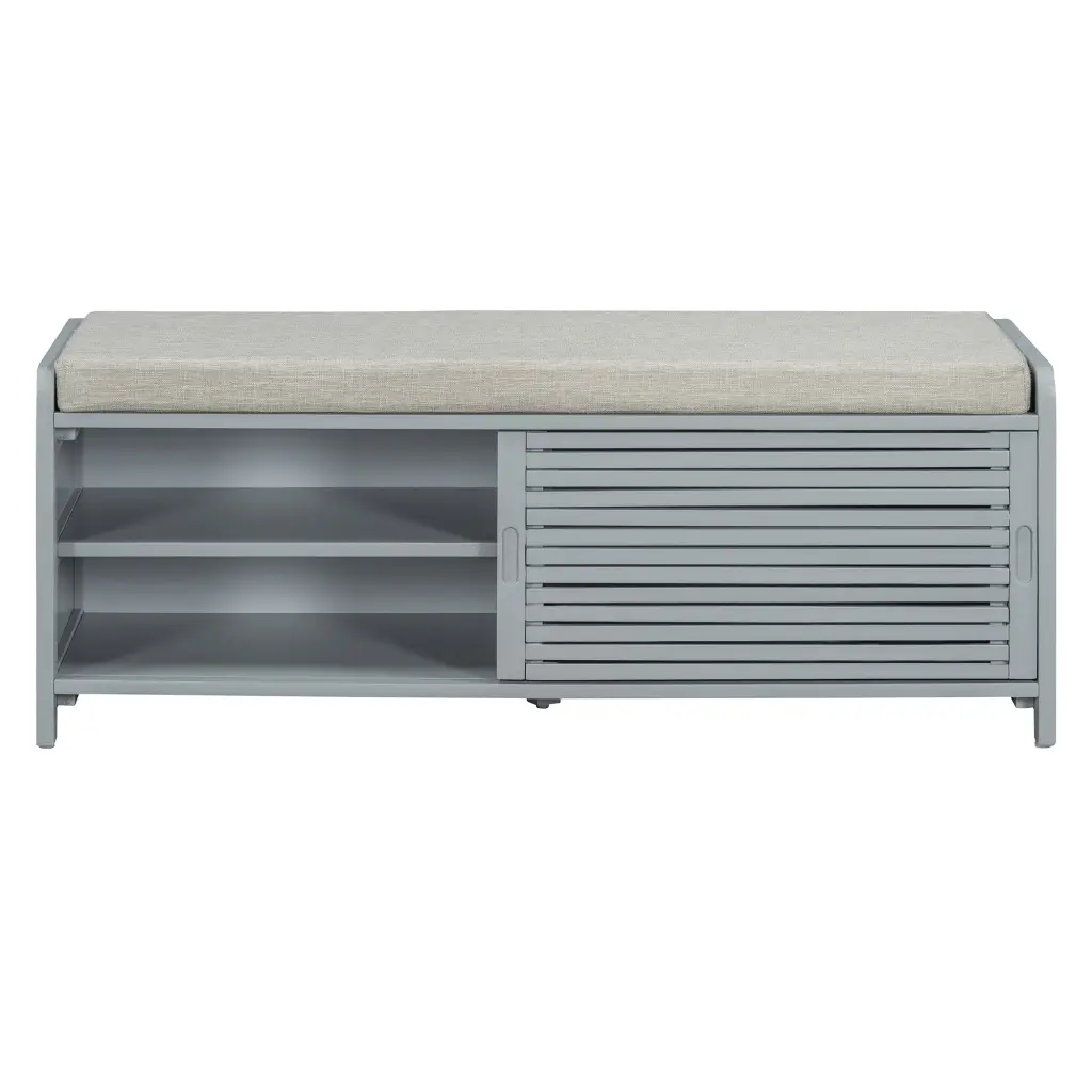 Distressed Shutter Storage Bench Acacia Veneer Retro Charm trexm