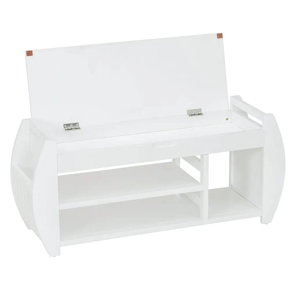 Retro Multifunctional Storage Bench Cushion And Curved Side Panel trexm