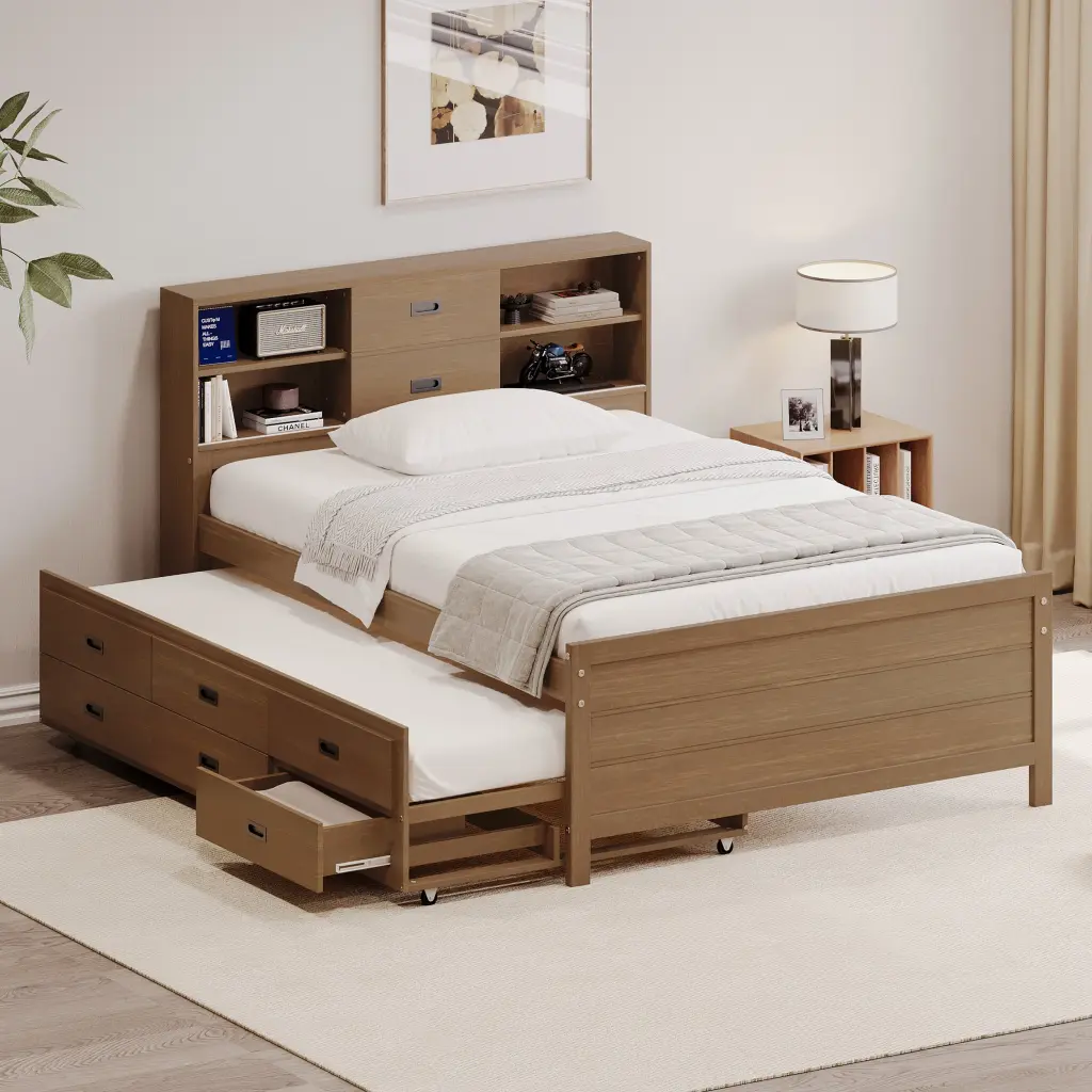 Walnut Solid Wood and MDF Box Storage Unit bed best