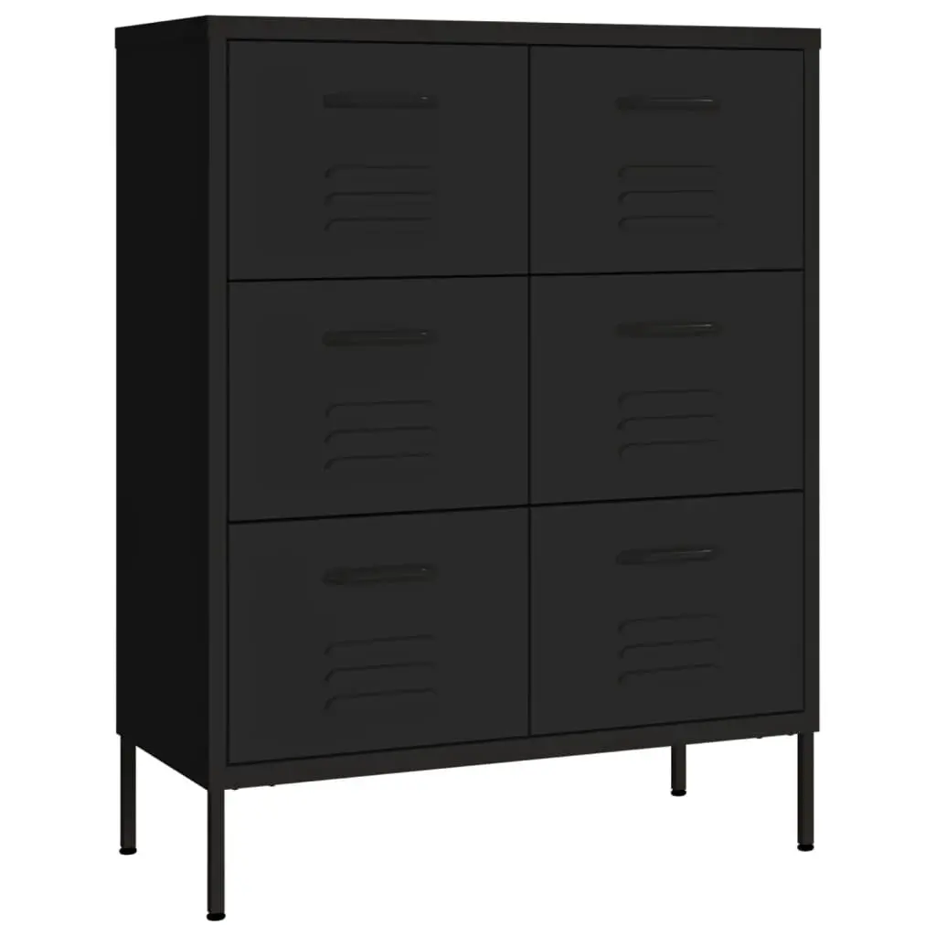Black Steel Drawer Cabinet 31.5x13.8x40 Inches Lockable Drawers