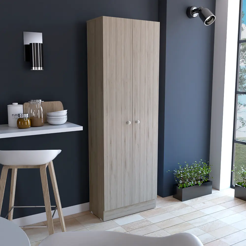 Multi Storage Cabinet 71 H Two Doors Five Shelves Light Gray depot e-shop