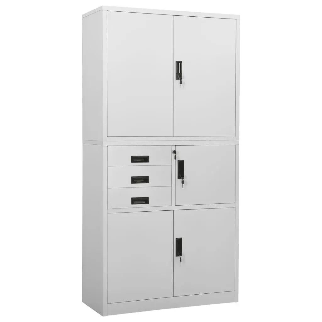Light Gray Steel Office Cabinet 35.4x15.7x70.9 Inches Tall Filing Storage