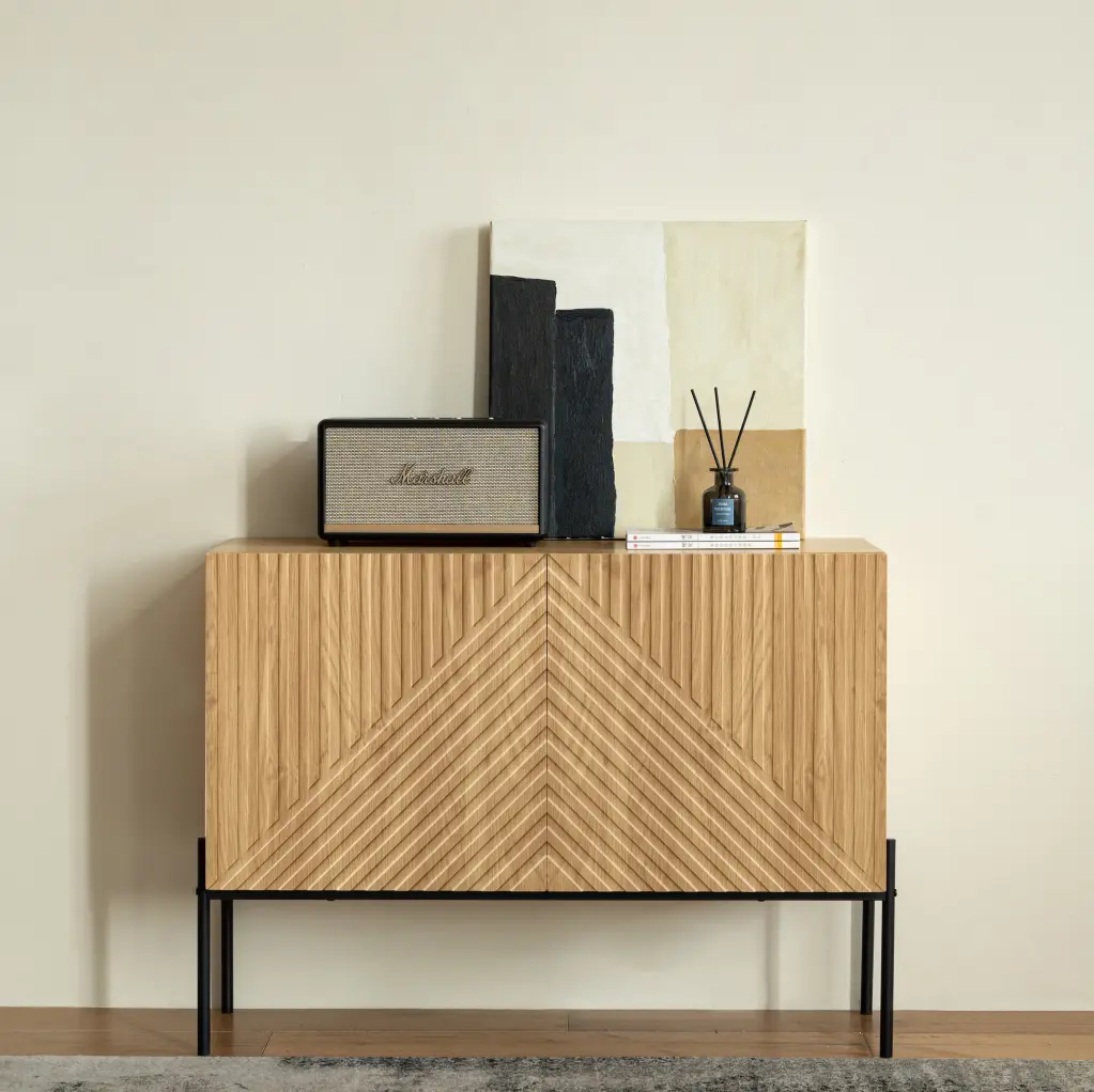 2 Door Grooved Storage Cabinet Living Room and Dining Room ms furniture