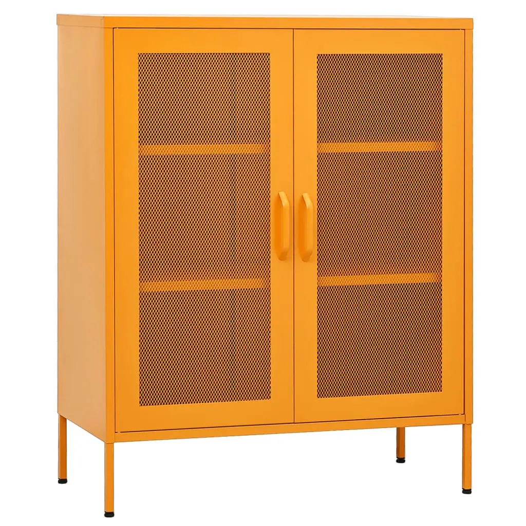 Mustard Yellow Steel Storage Cabinet 31.5x13.8x40 Inches Bedroom