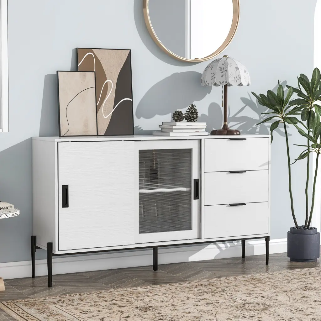 Modern Highlighted Storage Cabinet Sideboard Glass Sliding Doors newmark